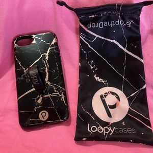 Used iPhone 8 loopy case black and light pink